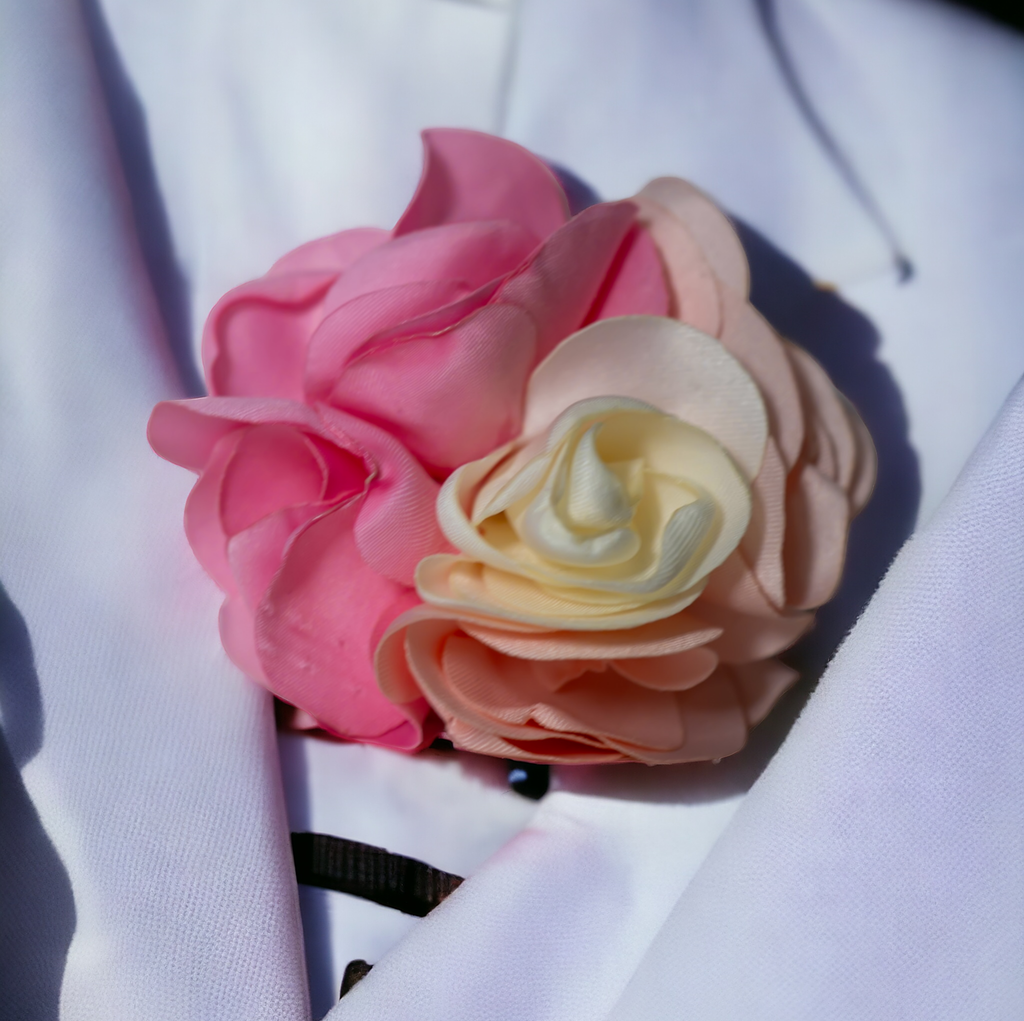 Layered Rose Fabric Brooch