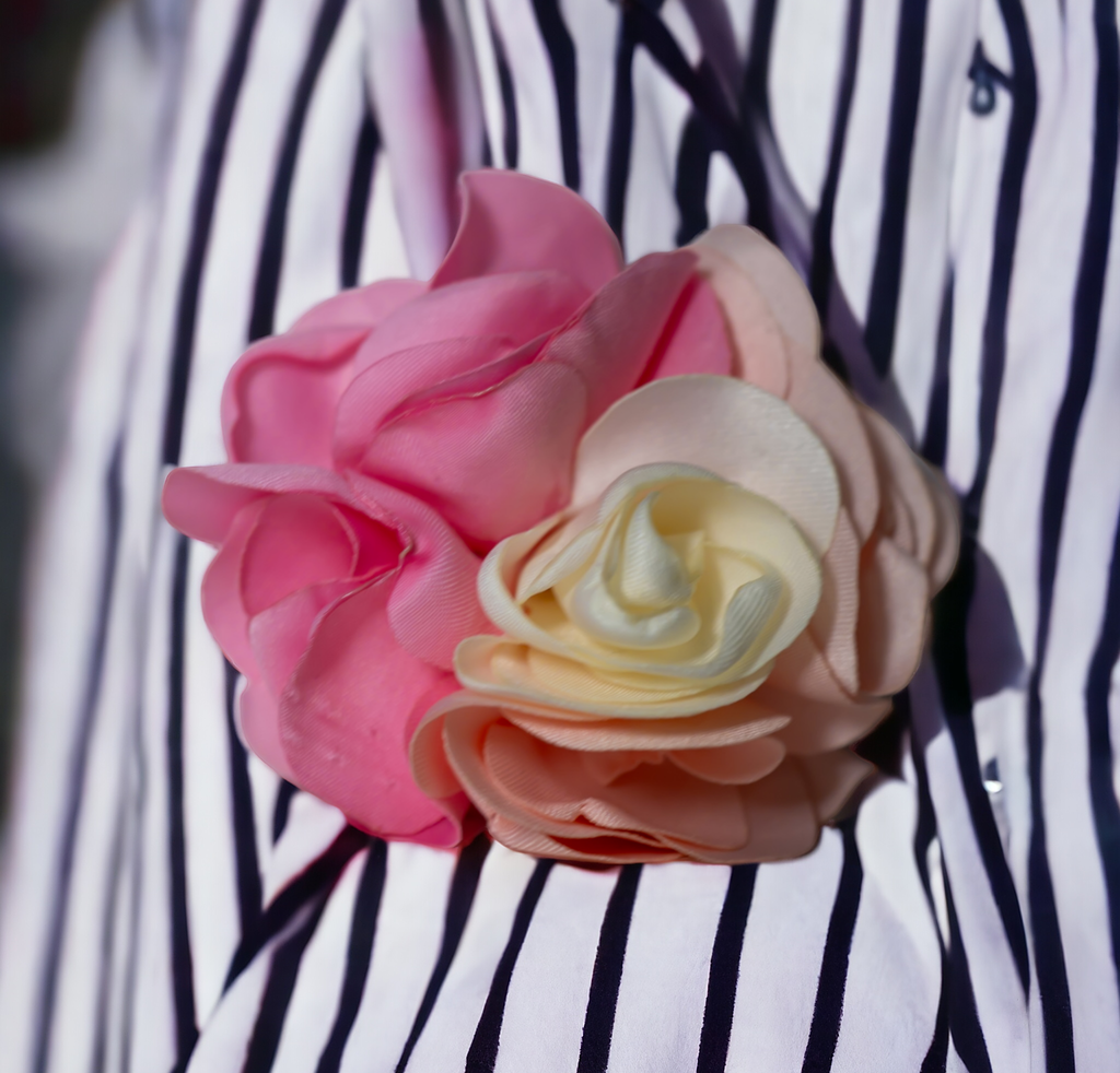 Layered Rose Fabric Brooch